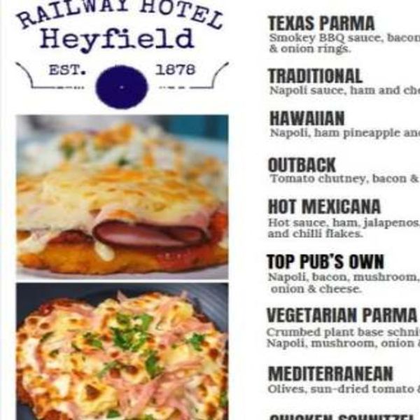 The Wednesday parma menu